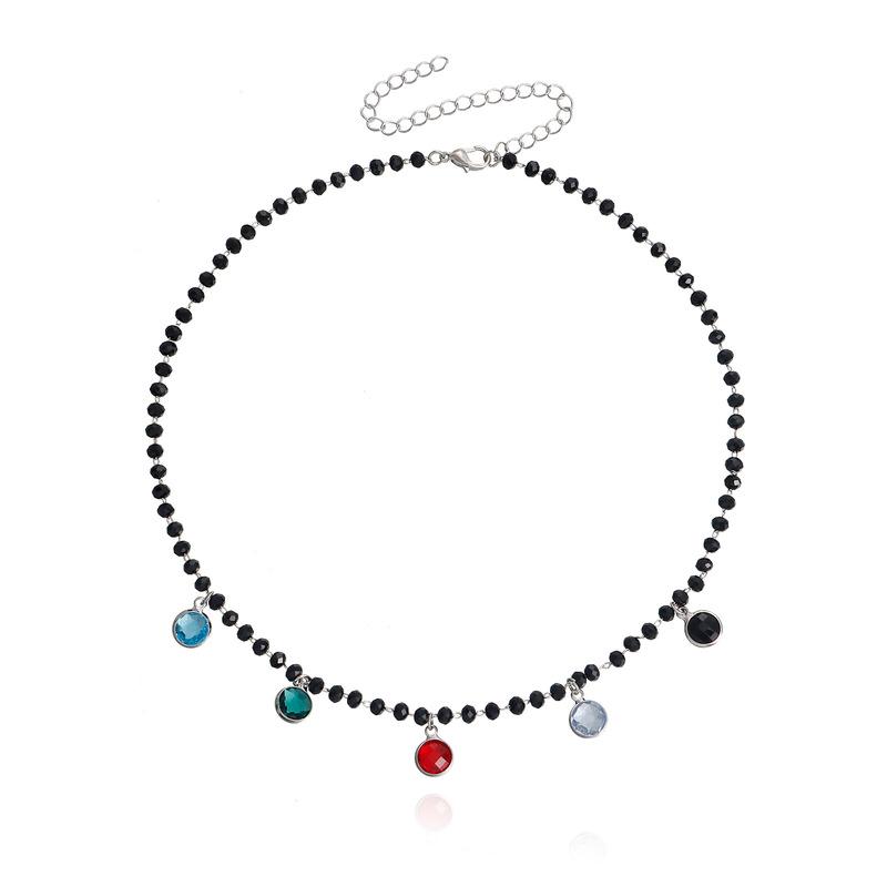 

Pendant Necklaces Vintage Boho Crystal Bead Choker Round Chain Necklace For Women Silver Color Collar Wedding Fashion Jewelry GiftPendant
