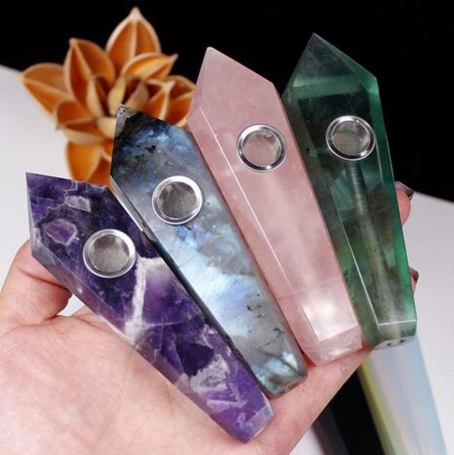 

Smoking Pipes Accessories Household Sundries Home Garden 1Pcs Amethyst Cluster Crystal Stone Quartz Wand Pipe Natural Healing Tobacco Drop
