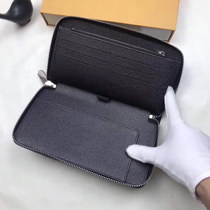 

Newest Wholesale Moneybag Classic Man Travel Wallet Compartment Purse Leather Men Long Zipper Pouch Note Fashion Coin Pocket Standard C Irwq, All black