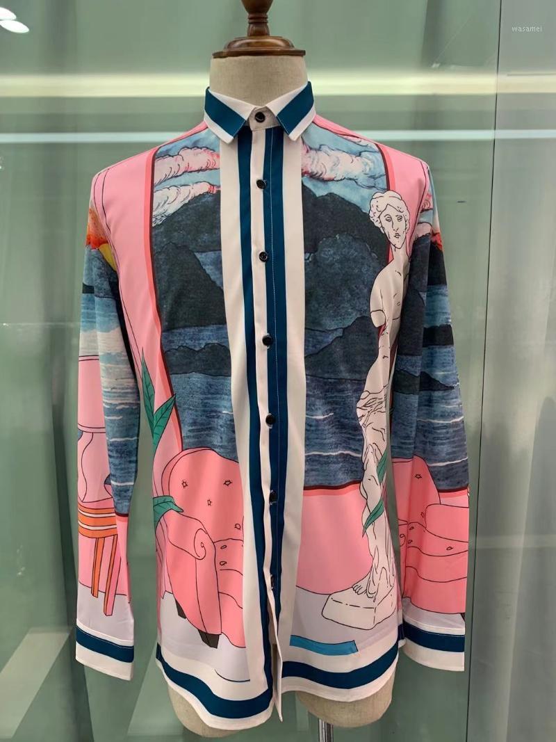 

Men's Casual Shirts QK40536 Fashion 2022 Runway Luxury European Design Party Style Clothing, As pic