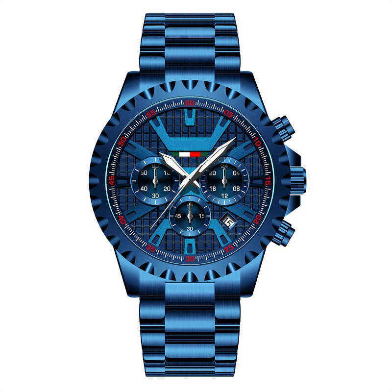 

huiya06 Blue Watch Grade Marine Dial Automatic Galaxy Sea Wolf Steel Watch