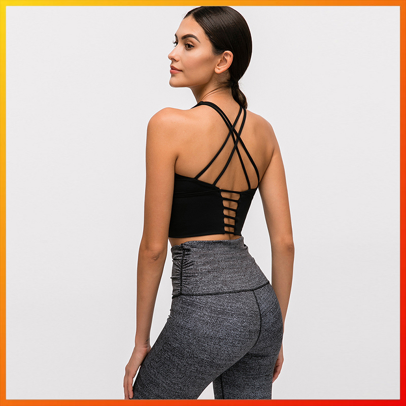 Yoga Women's Tube Top Elastic Shockproof Training Underwear Gym Outdoor Running Sports Bra Breathable Stable 19095