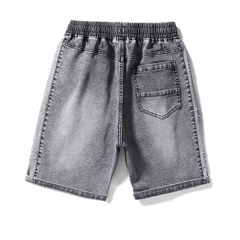 

Men's Jeans Plus Size Summer Blue Short Men Knee-Length Cotton Casual Baggy Trousers Male Striped Denim Shorts 6XL 7XL 8XLMen's, Gray