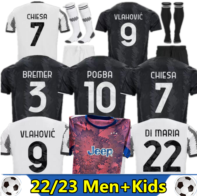 

S-4XL POGBA VLAHOVIC CHIESA 22 23 JUVENTUS soccer jersey DI MARIA LOCATELLI football shirt KEAN Camiseta futbol 22 23 men kids kit with socks FANS PLAYER, Purple