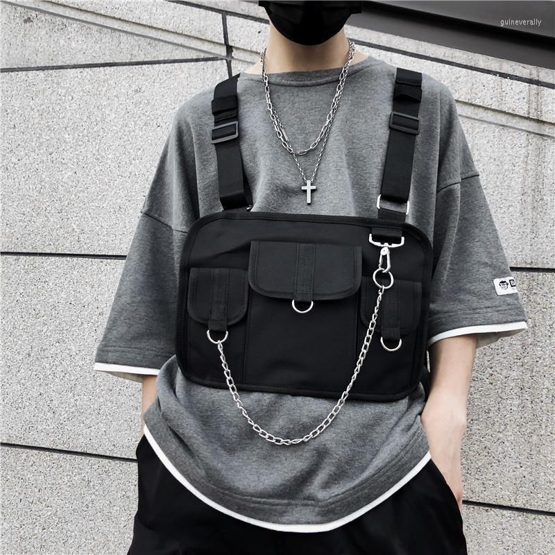 

Men's Vests Fashion Nylon Chest Rig Bag Black Pink Gray Orange Camouflage Vest Waist Packs Hip Hop Streetwear Functional Tactical Guin22