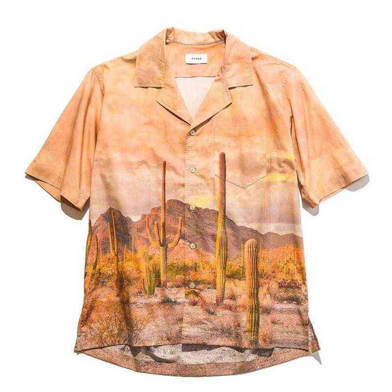 

Mountain Designer Desert Hawaii Rhude t Shirt Summer Clothes Loose Fit Top Tees Harajuku Demon Slayer Vintage T-shirts high-quality, Orange