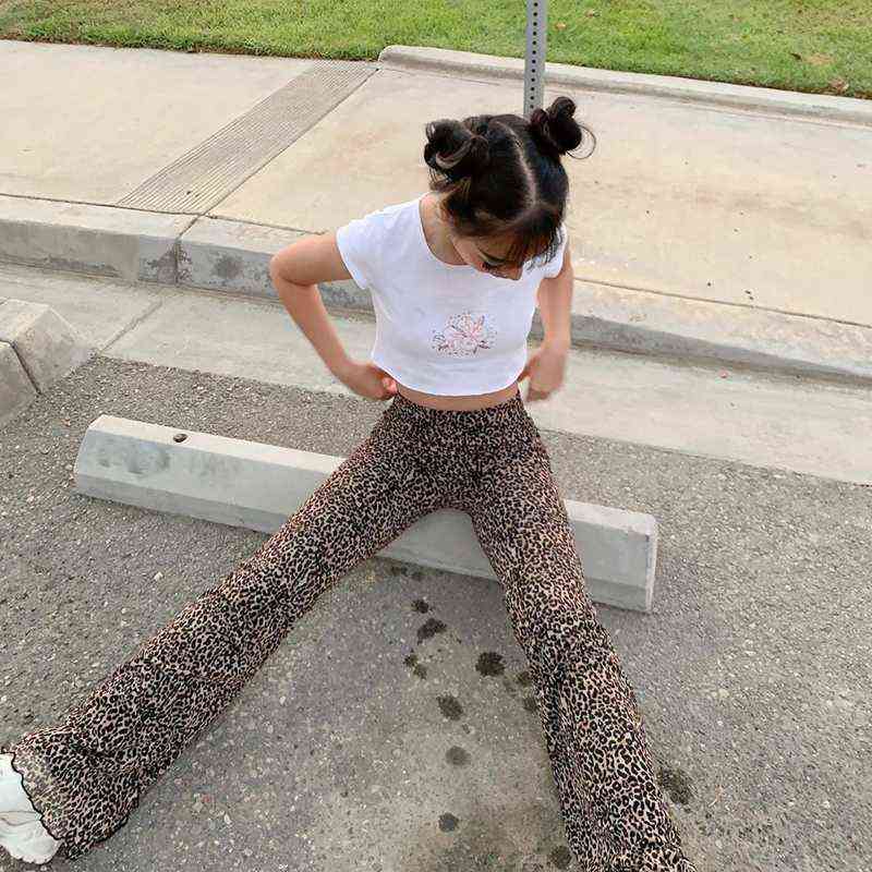 

New Leopard Print Flare Pants E-girl Slim Animal Print High Waist Long Pants Wild Autumn 90s Outfits Vintage Clothes Streetwear T220728, Brown