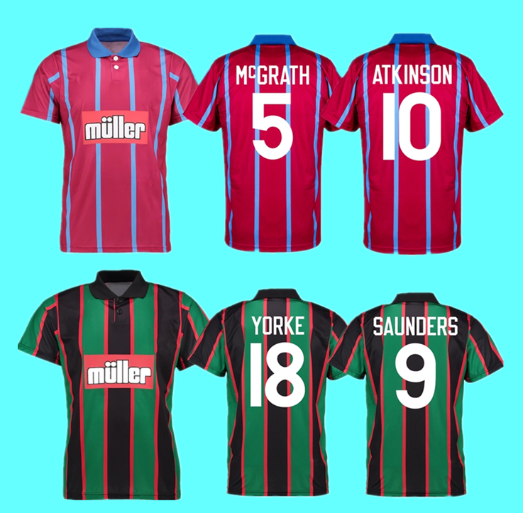 

1993 1995 Villa retro soccer jersey 93 94 95 McGrath Houghton RICHARDSON SAUNDERS YORKE EHIOGU home away classic vintage football shirt, 93 95 away jersey