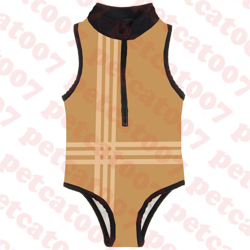 

Fashion Kid Swimwear One Piece Zipper Design Swimsuit For Children Textile Plaid Logo Kids Bikini Swimsuits, Please contact me real pictures