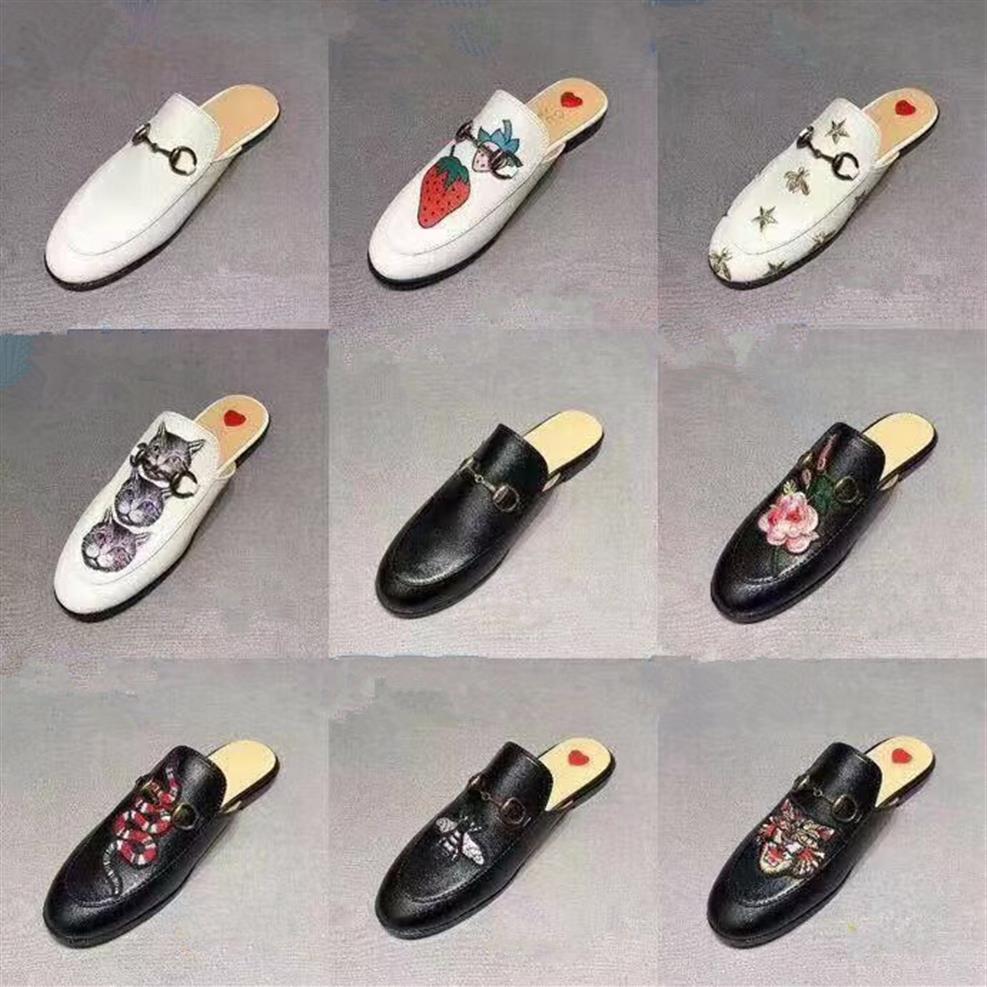 

Designer Genuine Leather Loafers Men Women Lace Velvet Slippers Ladies Casual Mules Metal Buckle Bees Snake Pattern Slip-On loafer276Y