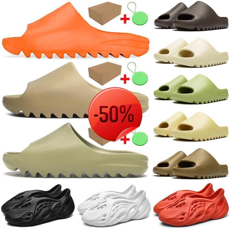 

With Box &Tag 2021 Slides Foam Rubber Men Women Sandal Slippers Slide Sandals Enf xNf''yeezies''yezzies''slide kanyes slider foam runners, #7 black