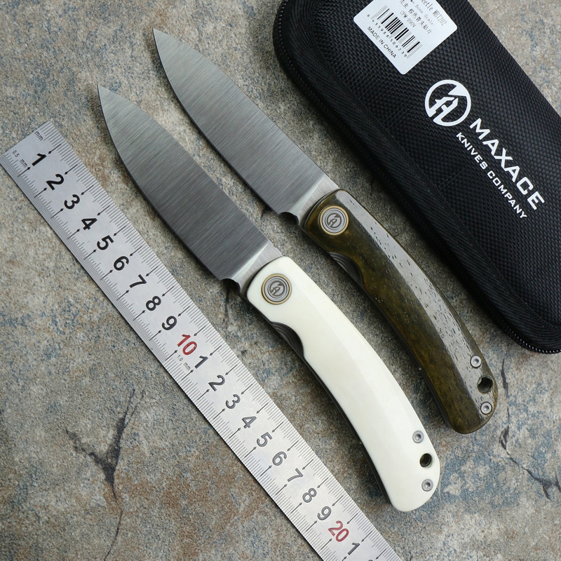 

MAXACE Beetle Folding Knife CPM-S90V Blade Tianium Bovine Bone Handle Outdoor Camping Fishing Hunting Pocket kitchen Survival Pocket EDC Tools