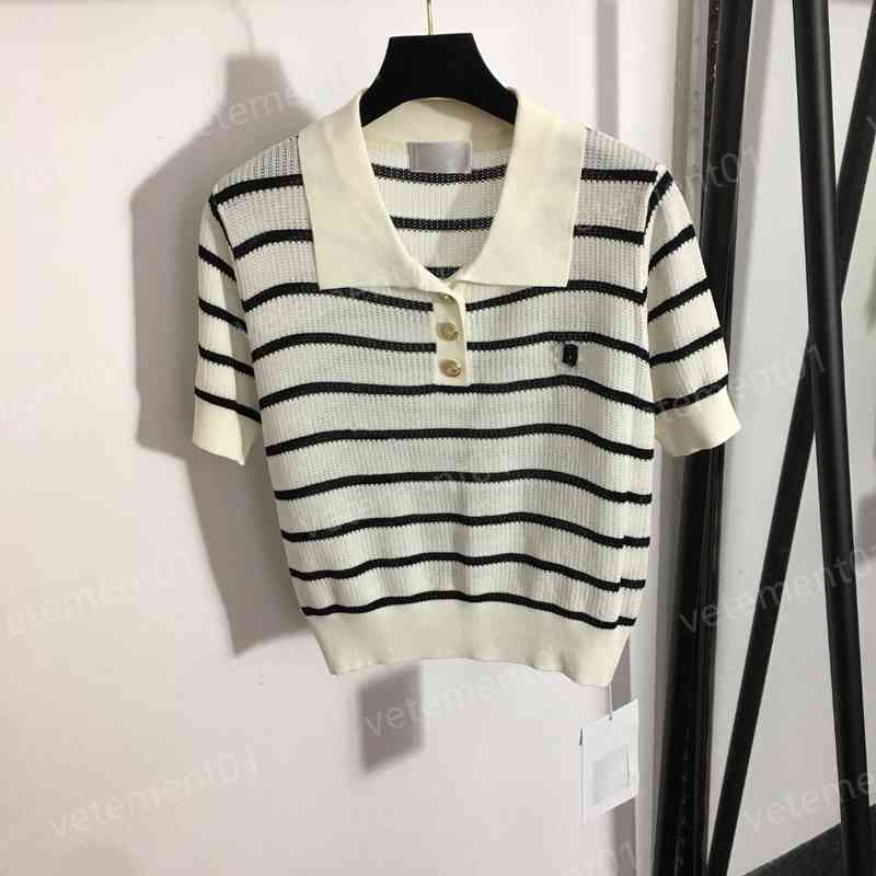

Womens Designer T-Shirts Button Polo Slim Short Sleeve Knit T-Shirt Tops Luxury Summer Tees For Women Clothing