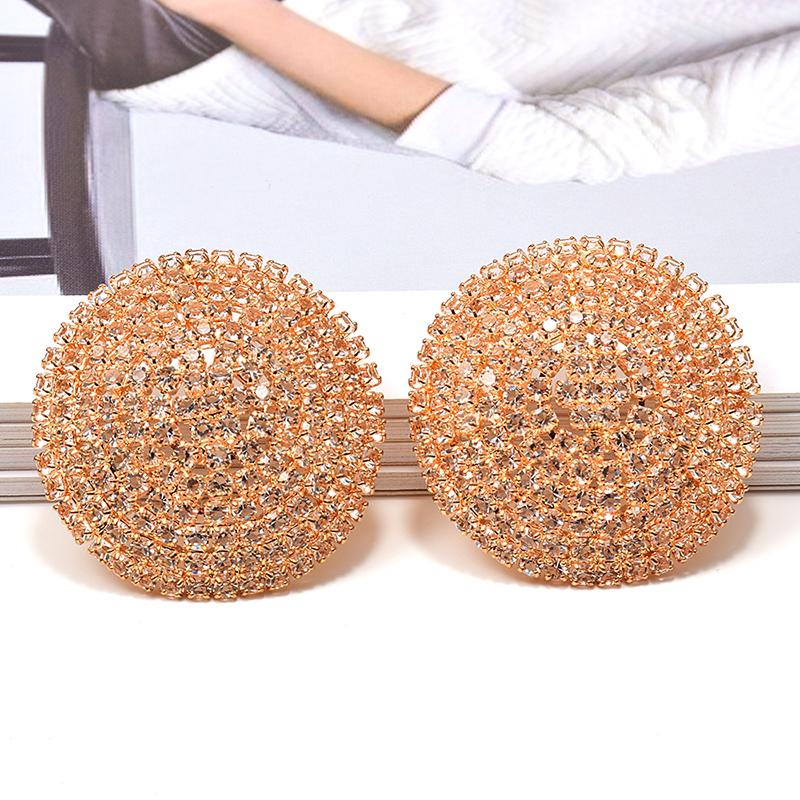 

Stud Korean Full Crystal Glass Women Round Statement Earrings Elegant Rhinestone Jewelry AccessoriesStud