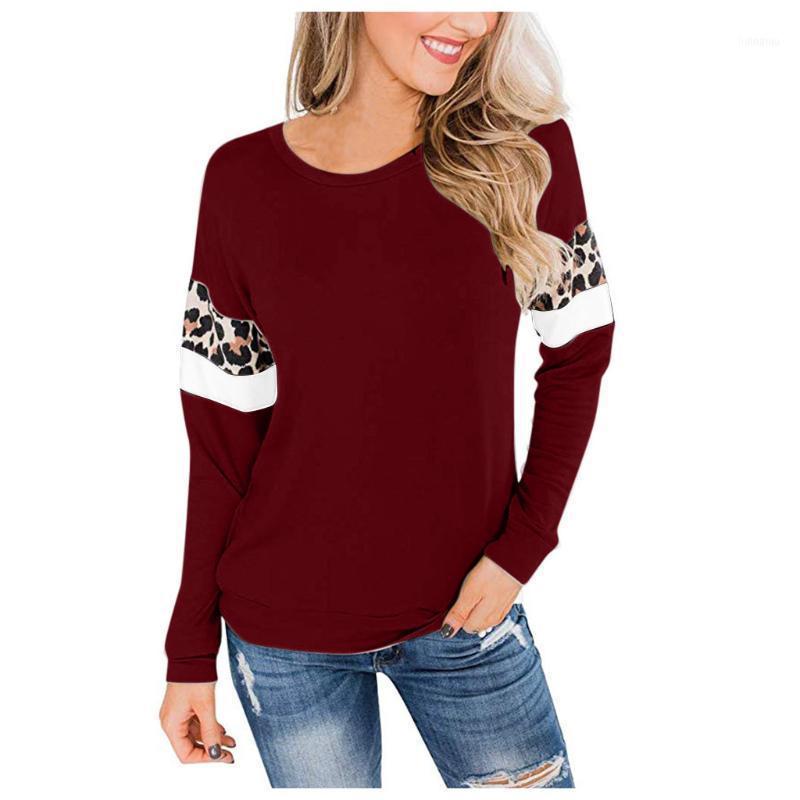 

Spring Fashion Women' Tops Leopard Patchwork Long Sleeve Casual Top Sweatshirt Camisa Feminina Ropa Mujer Blouses & Shirts, Khaki