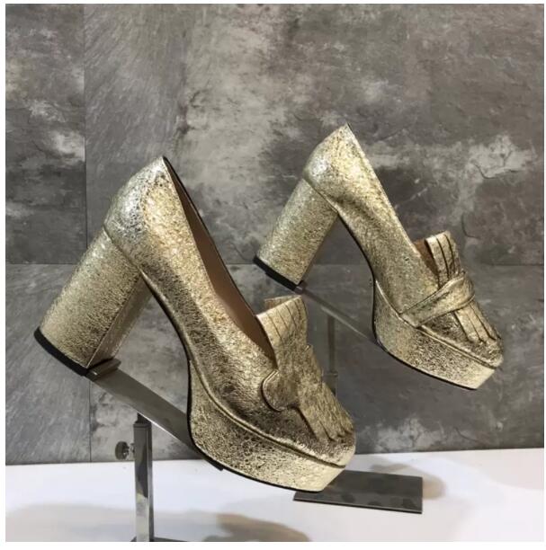 The latest women's dress shoes thick heel full leather tassel decoration luxury custom logo 35-42 2021 designer fashion