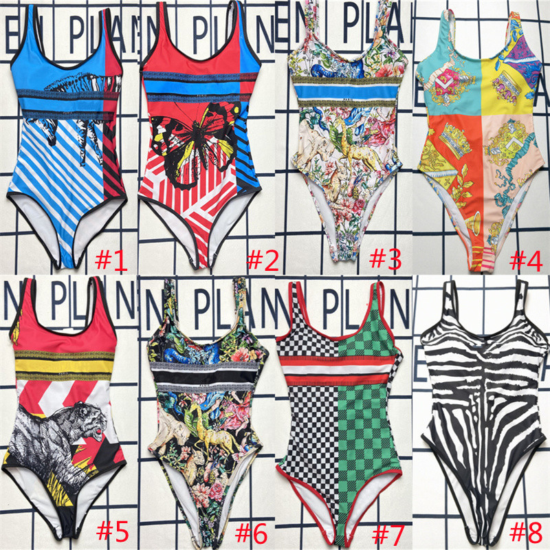 

Printing Swimwear Padded Push Up Women One-piece Swimsuits Outdoor Beach Travel Vacation Bandage Swimsuits