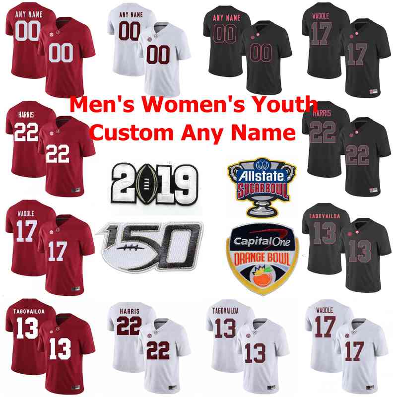 

Rare Alabama Crimson Tide College Football Jerseys Womens Tua Tagovailoa Jersey Jerry Jeudy Jaylen Waddle Najee Harris Red Custom Stitched, Womens white with 150th patch