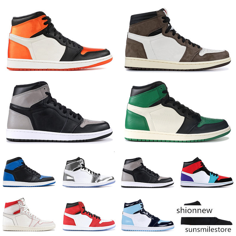 

Wholesale OG 1s Women Basketball Shoes UNC Travis Scotts Men Sneakers Satin Banned Phantom Fearless Mens Sports Sneakers Designer Trainers, A6 royal blue 36-46