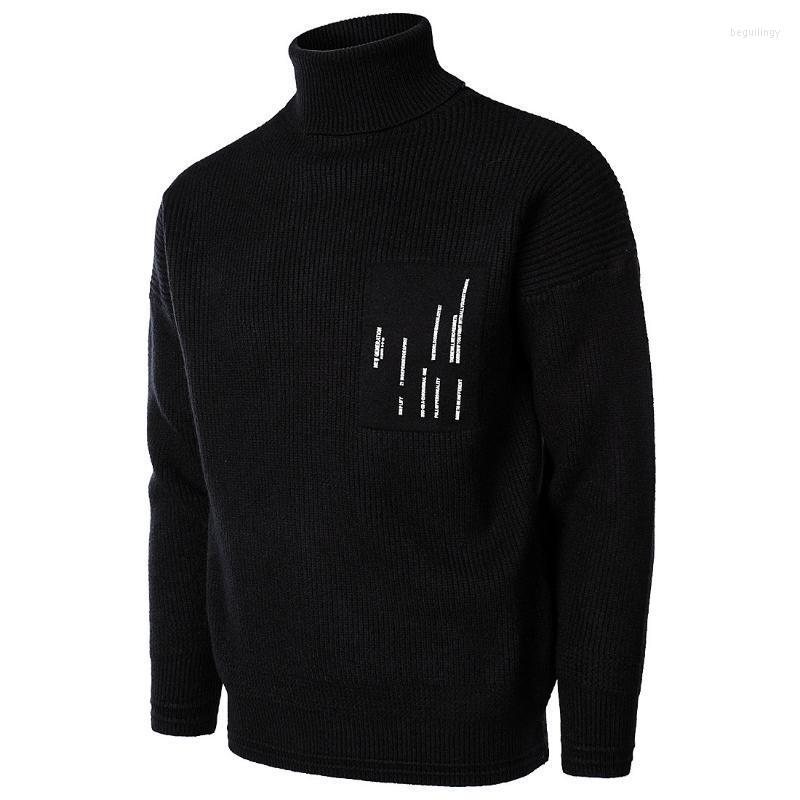 

Men's Sweaters High Quality Winter Youth Loose Sweater Neck Fashion Bottomed Begu22, Black
