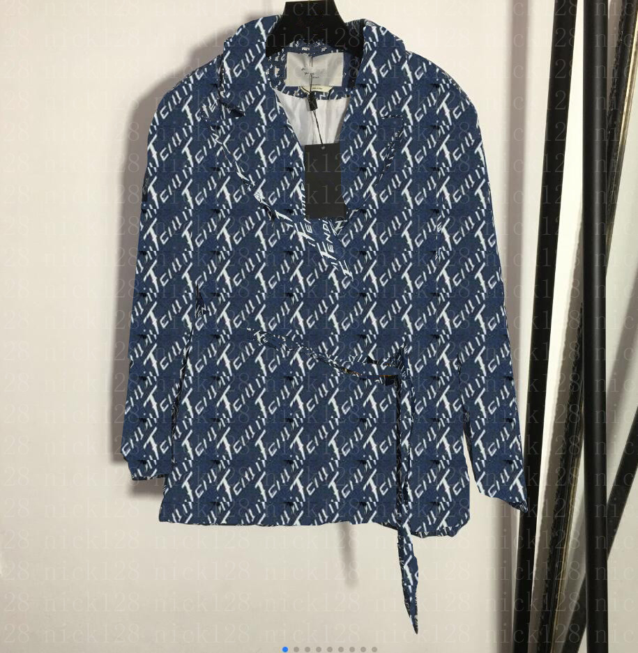 

Full Letter Print Denim Blazer Suits JacketsV Neck For Women Designer Brand Ladies Coats With Belt High Grade Womens Clothing 706, Customize