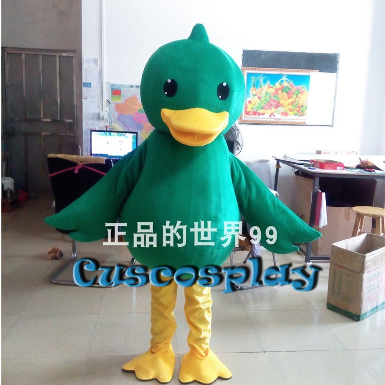 

Mascot doll costume Green Wild Duck Mascot Costume Cartoon Character Animal Funny Dress Halloween Birthday Apparel Adult Duck Mascotte, As picture
