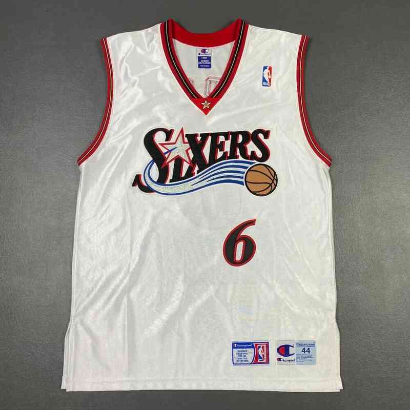 

Allen Iverson Vintage Champion 2002 Six Man Dr j Jersey Basketball Jerseys Tall fat Man Big, With pictures