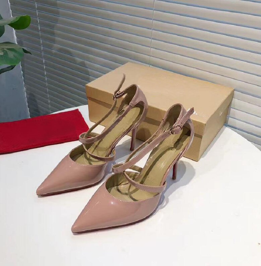 

2022 Classic Sexy Women's red sandals high heels women's Cross Shoes Black shallow mouth pointed toe high heels women