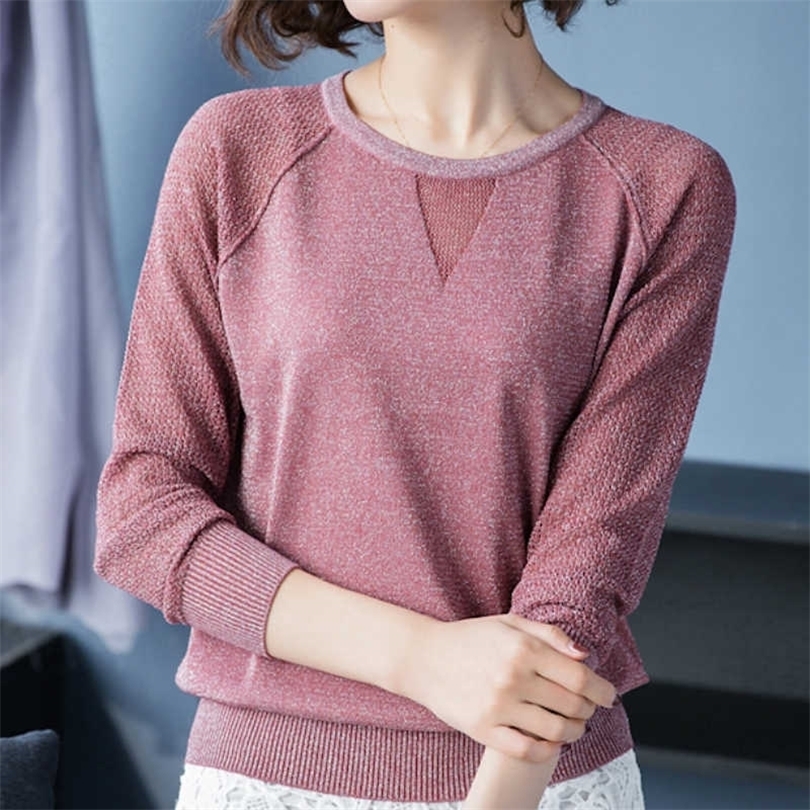 

Blusas Mujer De Moda Oneck Knitted Blouse Shirt Clothes Women Tops Long Sleeve Blouse Women Womens Tops And Blouses C843 210602, Black