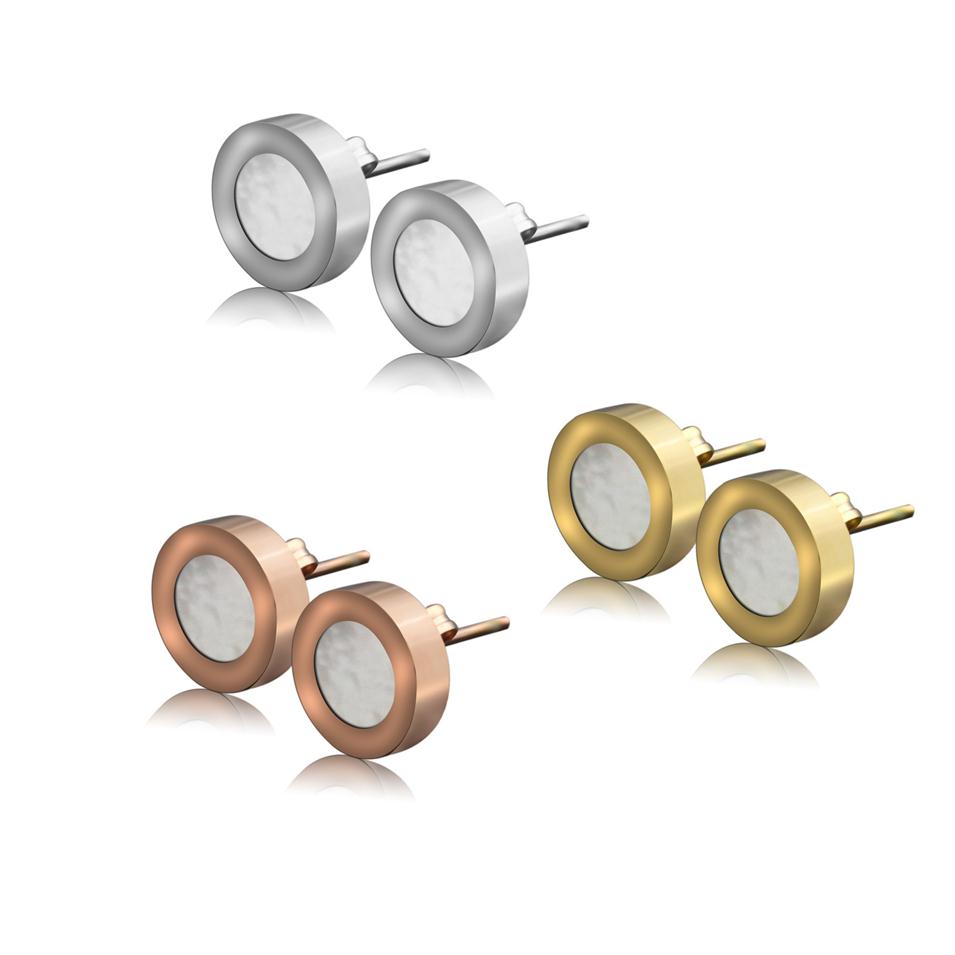 

Top Quality Classic Design White/Black Drop Oil Studs Cute Size 3 Colors Gold Plated Stainless Steel Earrings Fashion Hip Hop Hoop299w