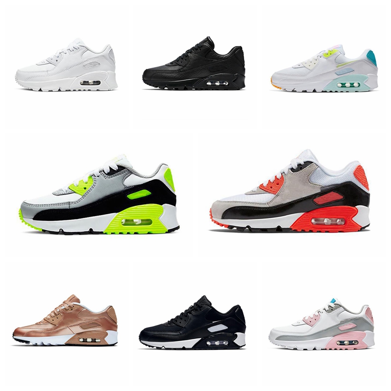 

New Unisex athletic with school Kids 90 Designer Brand Kids tennis Shoes Baby Toddler Classic Children Boy and Gril Sport Sneakers Outdoor Sports size 28-35, White