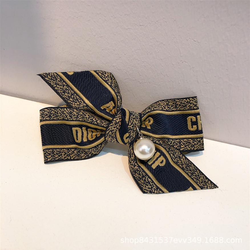 

Classic Designer Brand Letter Print Wide Brimmed Solid Color Headbands Luxury Cloth Fabric Bowknot Pearl Hairpin Headband Hair Hoo213A