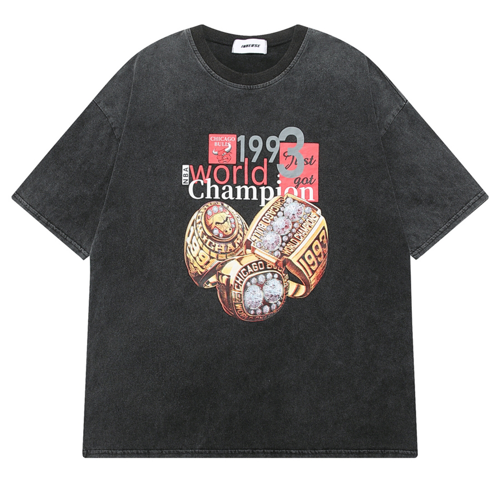 

Summer 340g Cotton Tees Oversize T-shirt Men Vintage Printed T Shirt Hip Hop