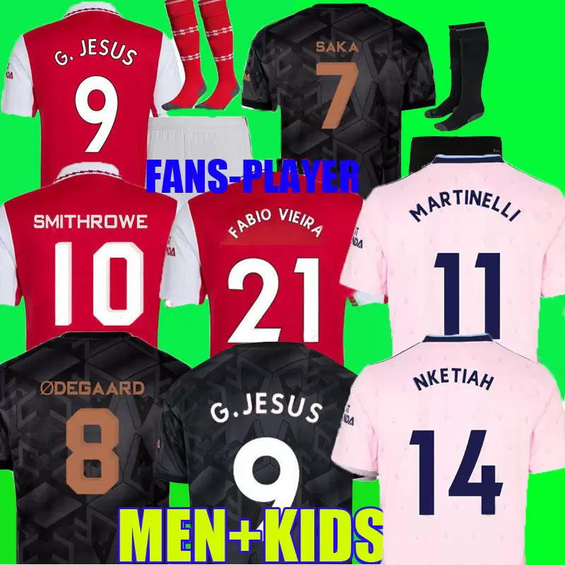

22 23 SMITH ROWE G.JESUS SAKA soccer jersey Breathable Fans Player version NKETIAH MARTINELLI TIERNEY Zinchenko 2022 2023 football kits shirt Men Kids set uniform, Home