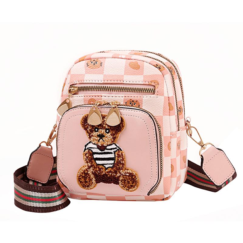 

Evening Bags Wide Strap PU Leather Cartoon Bear Female Mini Handbags Lady's Shoulder Crossbody Zipper Women's S Purses And HandbagEv, 03