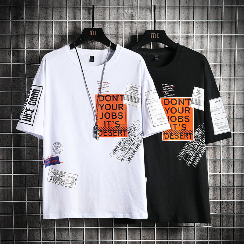 

Hip Hop T-Shirts Mens Letter Print T-shirt Harajuku Streetwear T Shirt Casual O Neck Short Sleeve Summer Top Tees, White