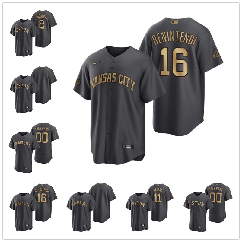 

Custom Men women youth 16 Andrew Benintendi Kansas City''Royals''2022 All-Star Game Charcoal Black Stitched Jersey
