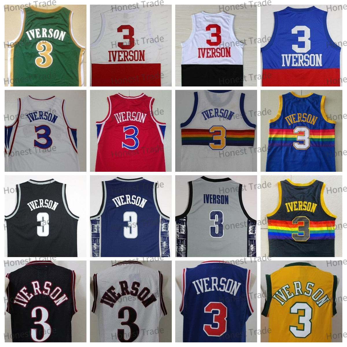 

Vintage Basketball 3 ALLEN IVERSON 6 Georgetown Hoyas Stitched Mens Jersey Black White Retro NCAA College High School Jerseys, Men jersey