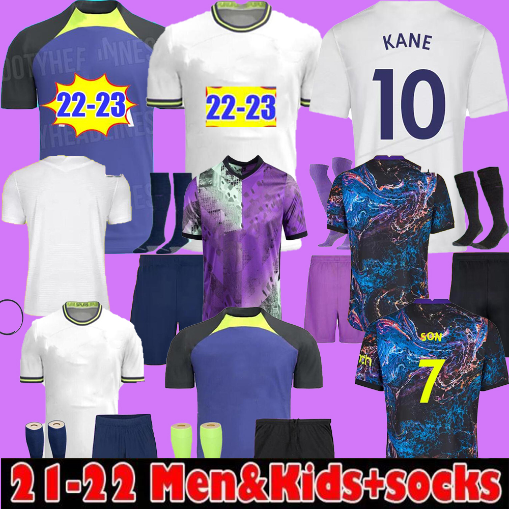 

tops 21 22 23 KANE SON KULUSEVSKI Soccer Jerseys home Away 2021 2022 HOJBJERG colorful LUCAS DELE Third 3rd Football kit shirt BRYAN purple Men kids full sets uniform, White