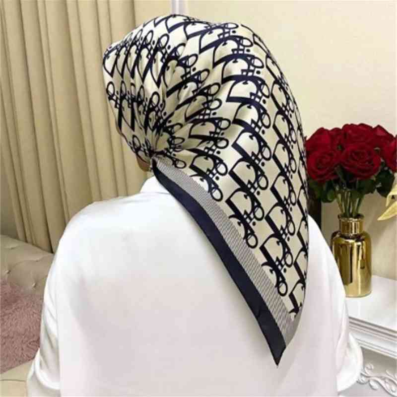 NGN9 Women's new summer lotus leaf collar Cape hooded silk scarf pearl shade multifunctional fashion Baotou hat d letter blue