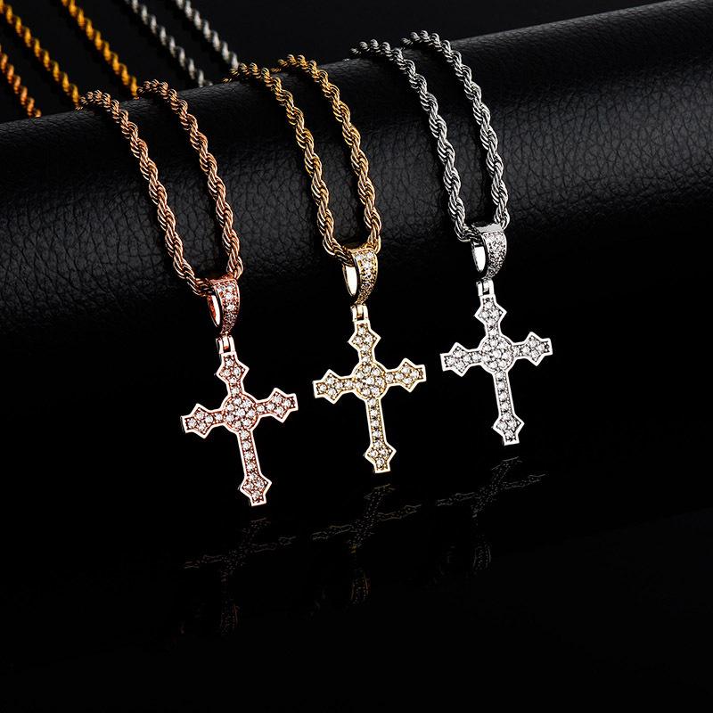 

Pendant Necklaces Hip Hop Claw Setting Cubic Zirconia Bling Iced Out Cross Pendants For Women Men Unisex Fashion JewelryPendant PendantPenda