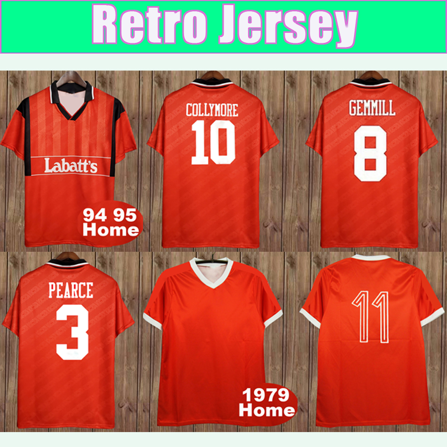 

1979 94-95 COLLYMORE PEARCE Mens Retro Soccer Jerseys GRABBAN LOLLEY MCKENNA GEMMILL LEE Home Football Shirt, Fg4595 1994 1995 home