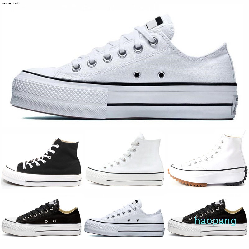 

2021 Canvas Shoes Platform Clean High Top Low Heel Black Sneakers Women Trainers Casual Fashion Size EU 35-40, Color 1