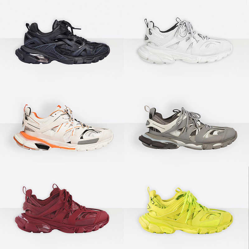 2022 Men Track 3.0 Sneakers 100% Real Leather Trainers Women Mesh Nylon Printed Shoes Track Embossed Air Platform Casual Shoes With Box