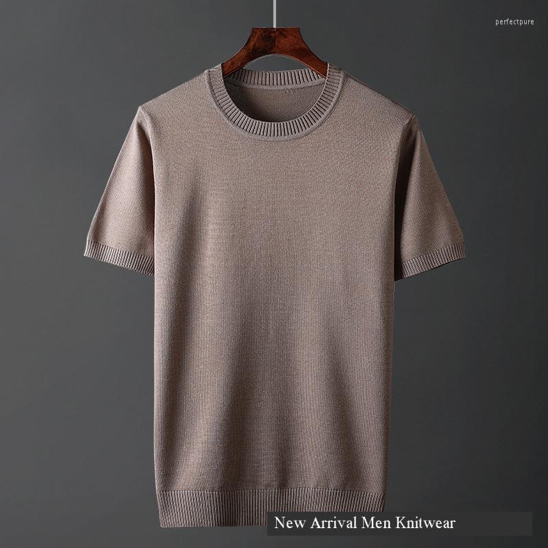 

Men's Sweaters Khaki Short Sleeve Sweater Boy Loose Pullover Men Slim Knitwear Casual Thin Oversized Knitted T Shirt Xxxl 4xl Perf22, Black