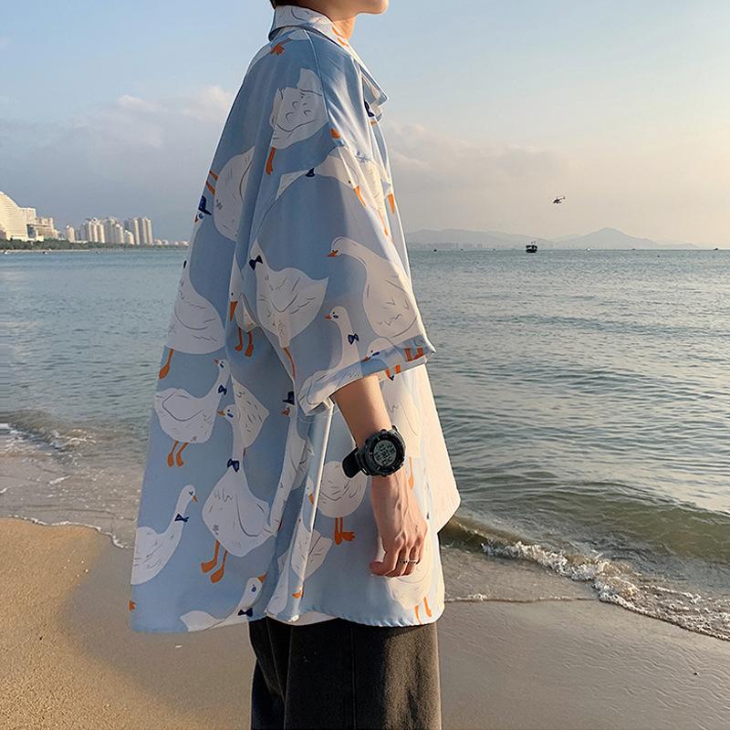 

Men's Casual Shirts Summer Light Luxury Fashion Mid-sleeve Men Loose Plus Size Boutique Clothing Simple StyleMen's