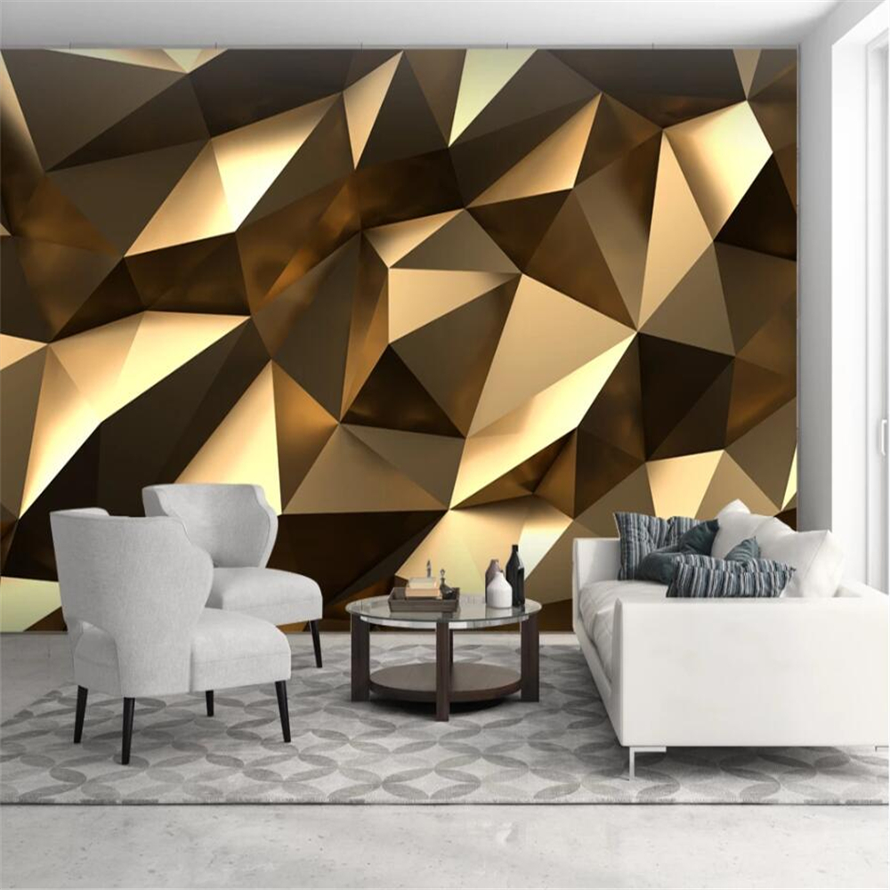 

Customized modern three-dimensional polygon color industrial wind background wallpaper papel de parede papier peint geometry wallpaper, Gold