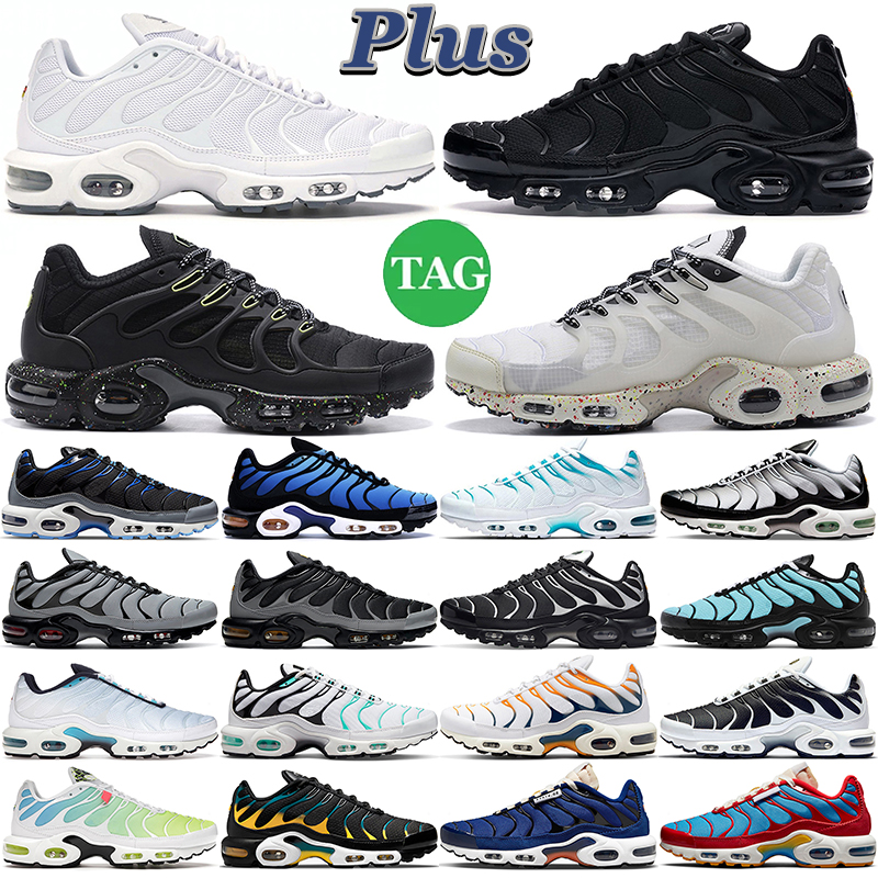 

Plus Tn Running Shoes Men Women Terrascape Triple Black White Hyper Blue Fury Jade Tan Burgundy Wolf Grey Bat Mens Trainers Outdoor Sports Sneakers, 13