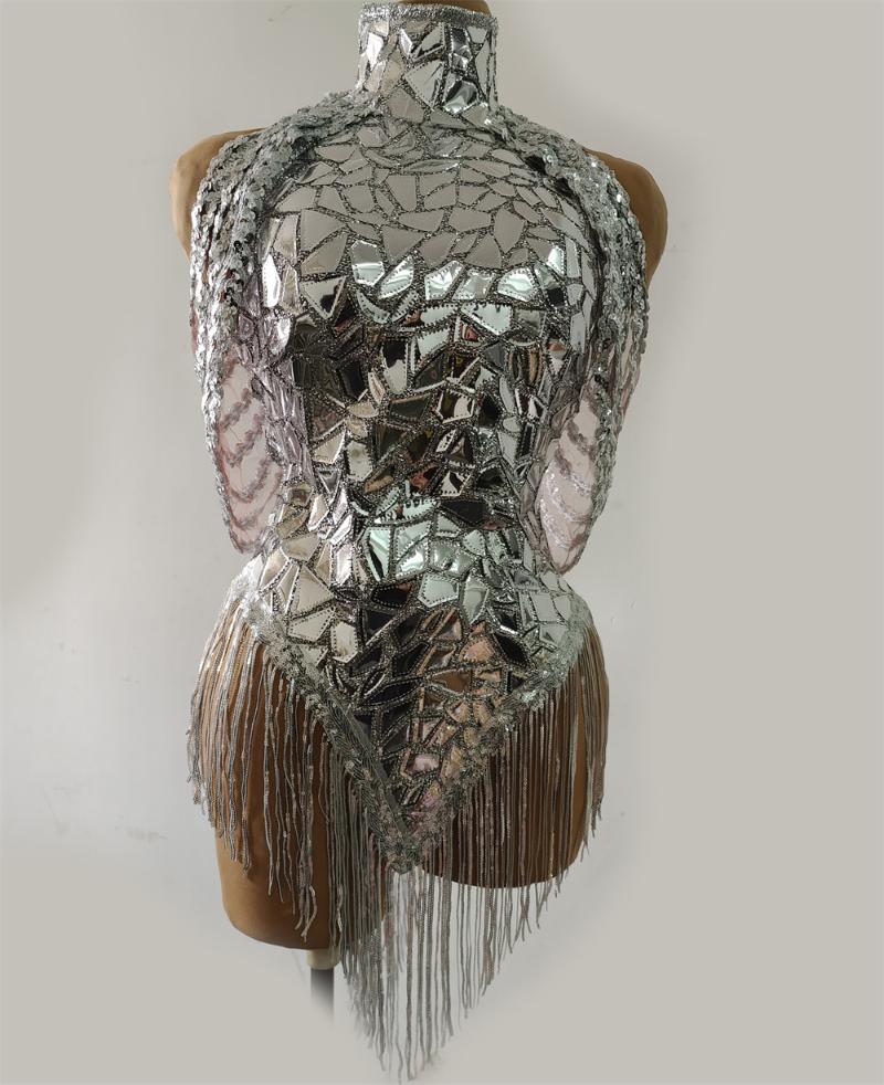 

Stage Wear Rhinestones Jumpsuit Long Sleeves Stretch Sexy Bodysuit Women Birthday Play Celebrate Dress Dancer Party Show DressStage, As pic