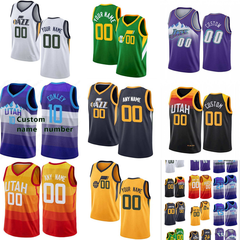 

75th Custom Mens Women Youth Utah''Jazz''Donovan 45 Mitchell Mike 10 Conley 00 Clarkson Rudy 27 Gobert Basketball Jerseys, Color